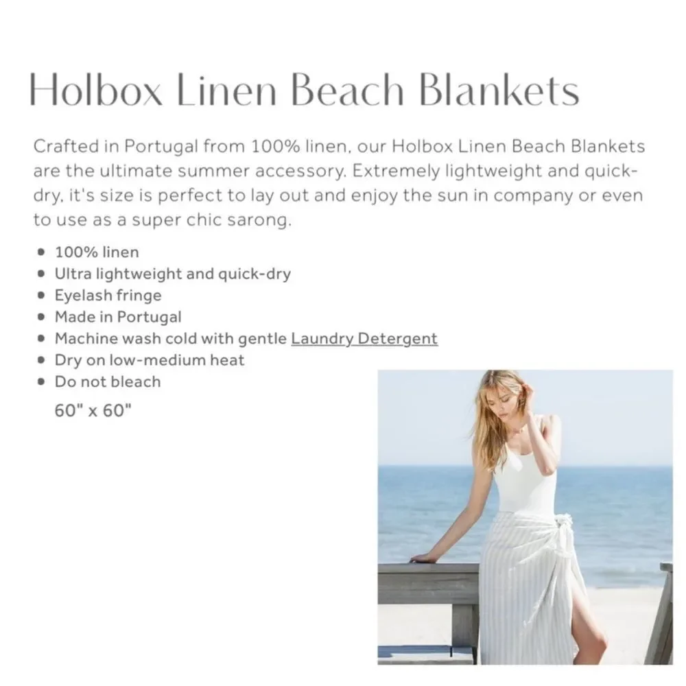 Kassatex Women’s Striped Holbox Linen Beach Blanket Swim Lightweight